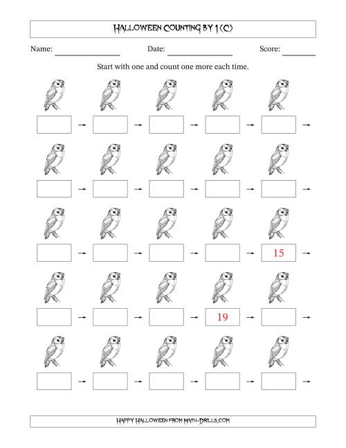 The Halloween Counting by 1 (C) Math Worksheet