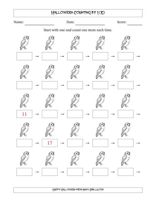 The Halloween Counting by 1 (E) Math Worksheet