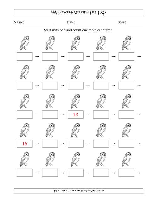The Halloween Counting by 1 (G) Math Worksheet