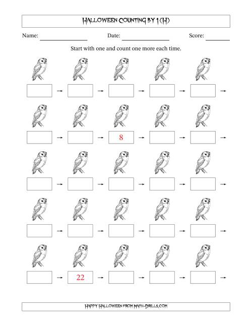 The Halloween Counting by 1 (H) Math Worksheet