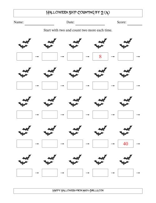 The Halloween Skip Counting by 2 (A) Math Worksheet