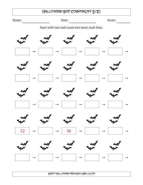 The Halloween Skip Counting by 2 (E) Math Worksheet
