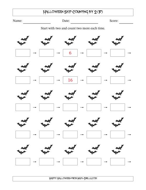 The Halloween Skip Counting by 2 (F) Math Worksheet