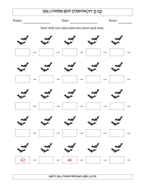 The Halloween Skip Counting by 2 (G) Math Worksheet