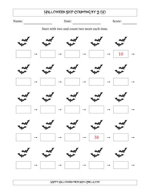 The Halloween Skip Counting by 2 (H) Math Worksheet