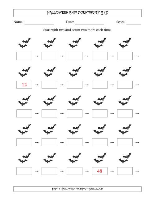 The Halloween Skip Counting by 2 (I) Math Worksheet