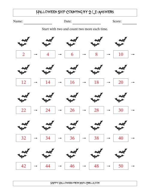 The Halloween Skip Counting by 2 (J) Math Worksheet Page 2