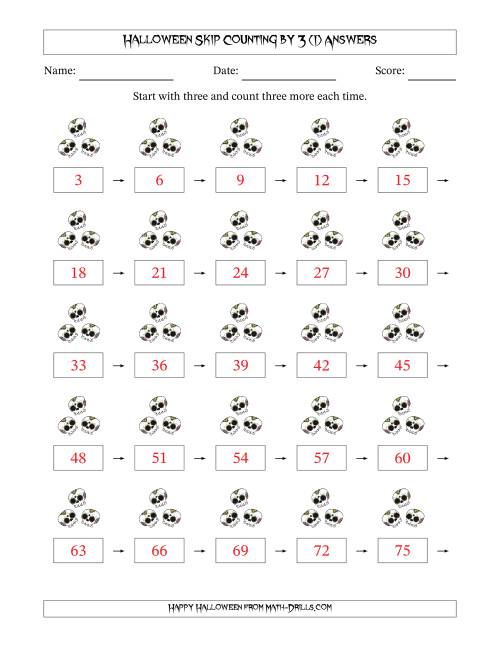 The Halloween Skip Counting by 3 (I) Math Worksheet Page 2