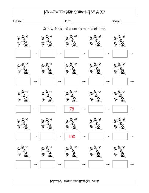 The Halloween Skip Counting by 6 (C) Math Worksheet