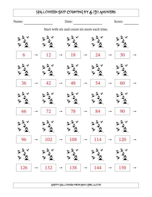 The Halloween Skip Counting by 6 (D) Math Worksheet Page 2