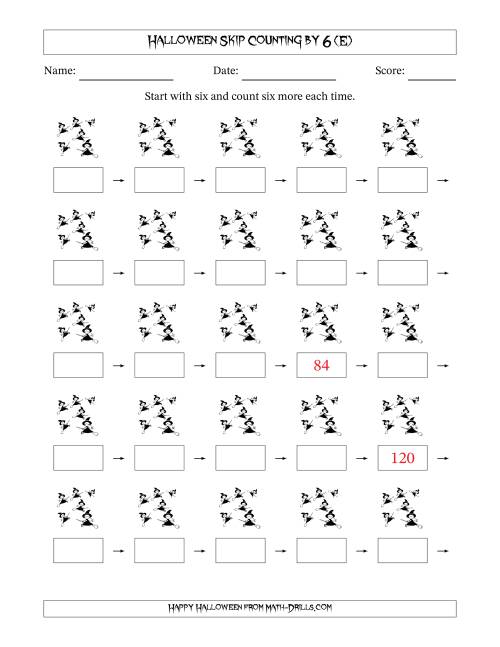 The Halloween Skip Counting by 6 (E) Math Worksheet