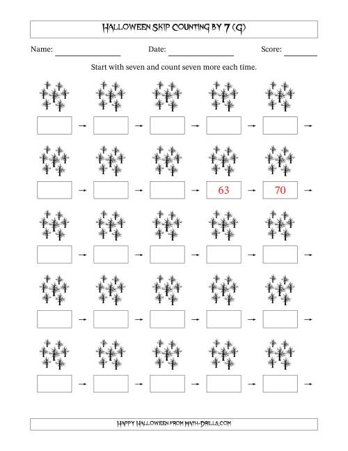 The Halloween Skip Counting by 7 (G) Math Worksheet