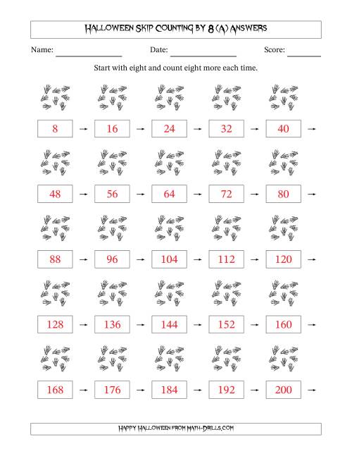 The Halloween Skip Counting by 8 (A) Math Worksheet Page 2