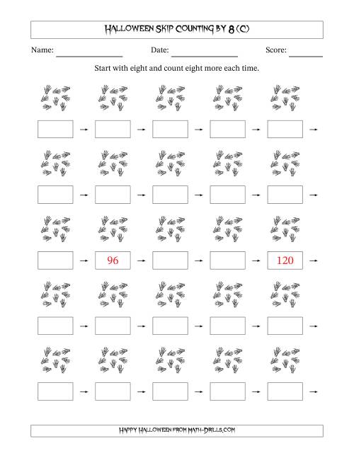 The Halloween Skip Counting by 8 (C) Math Worksheet