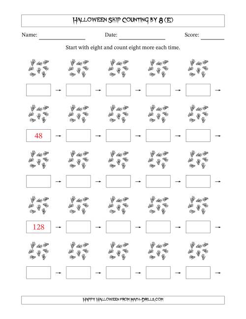 The Halloween Skip Counting by 8 (E) Math Worksheet