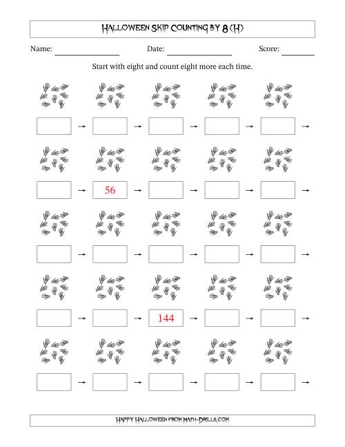 The Halloween Skip Counting by 8 (H) Math Worksheet