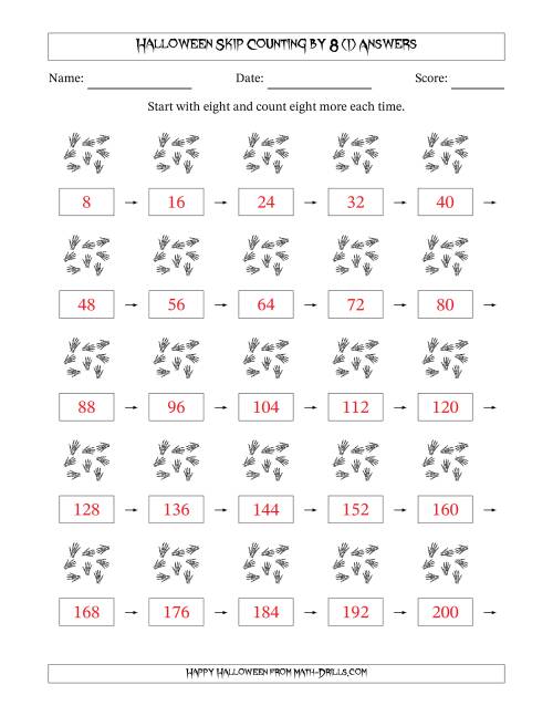The Halloween Skip Counting by 8 (I) Math Worksheet Page 2