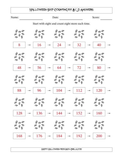 The Halloween Skip Counting by 8 (J) Math Worksheet Page 2