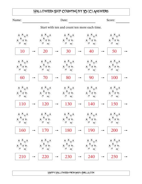 The Halloween Skip Counting by 10 (C) Math Worksheet Page 2