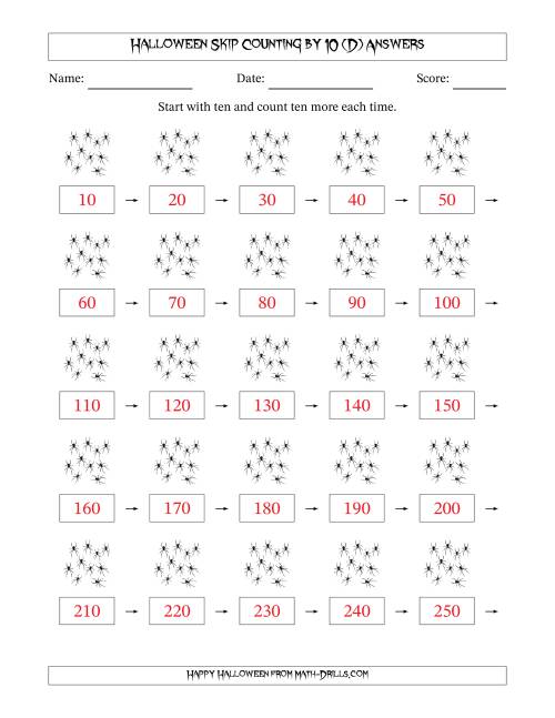 The Halloween Skip Counting by 10 (D) Math Worksheet Page 2