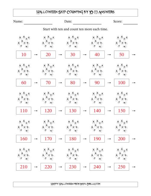 The Halloween Skip Counting by 10 (I) Math Worksheet Page 2