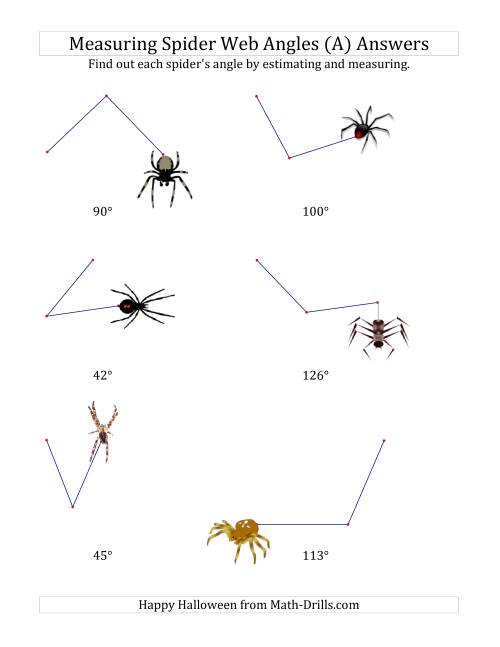 The Measuring Spider Web Angles (B) Math Worksheet Page 2