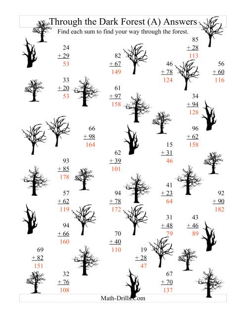 The Adding through the Dark Forest (Two-Digit Addition) (All) Math Worksheet Page 2
