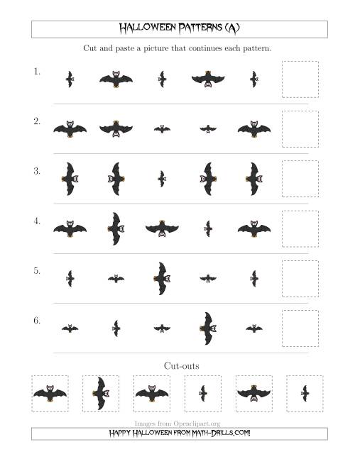 The Not-So-Scary Halloween Picture Patterns with Size and Rotation Attributes (A) Math Worksheet