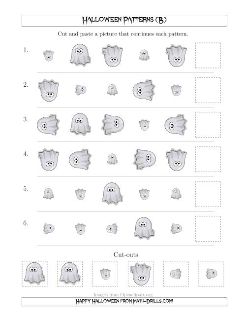 The Not-So-Scary Halloween Picture Patterns with Size and Rotation Attributes (B) Math Worksheet