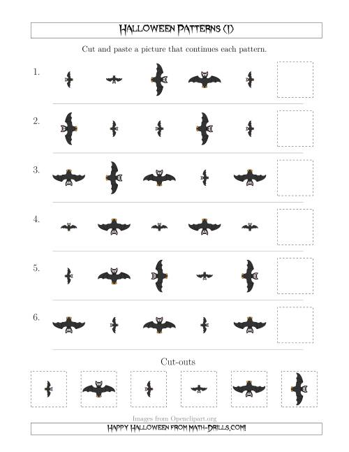 The Not-So-Scary Halloween Picture Patterns with Size and Rotation Attributes (I) Math Worksheet