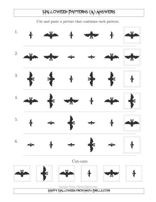 The Not-So-Scary Halloween Picture Patterns with Size and Rotation Attributes (All) Math Worksheet Page 2