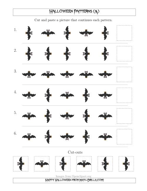 The Not-So-Scary Halloween Picture Patterns with Rotation Attribute Only (A) Math Worksheet