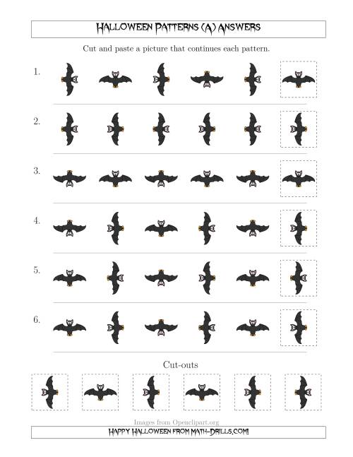 The Not-So-Scary Halloween Picture Patterns with Rotation Attribute Only (A) Math Worksheet Page 2