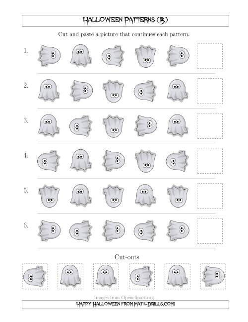 The Not-So-Scary Halloween Picture Patterns with Rotation Attribute Only (B) Math Worksheet