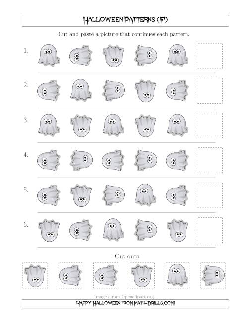 The Not-So-Scary Halloween Picture Patterns with Rotation Attribute Only (F) Math Worksheet