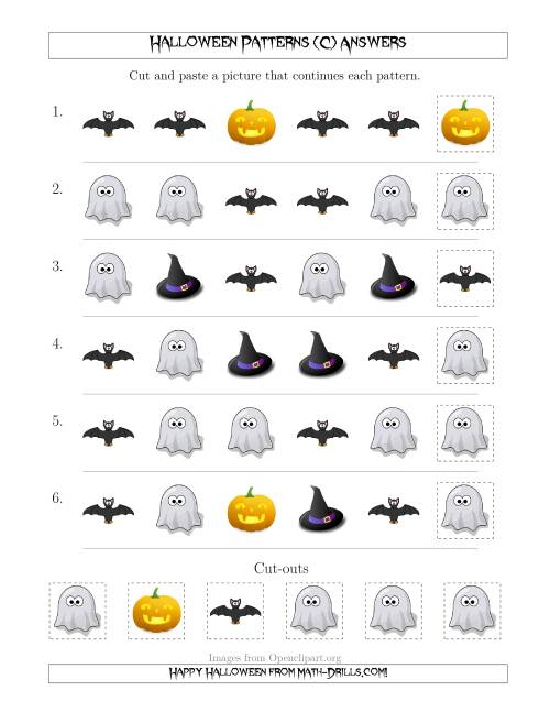 The Not-So-Scary Halloween Picture Patterns with Shape Attribute Only (C) Math Worksheet Page 2