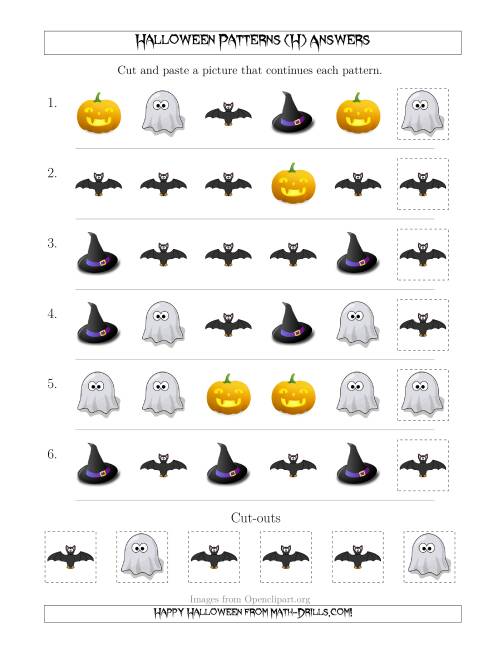 The Not-So-Scary Halloween Picture Patterns with Shape Attribute Only (H) Math Worksheet Page 2