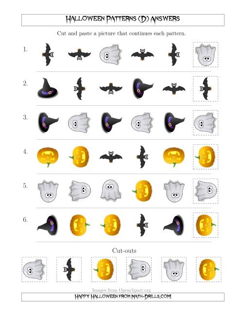 The Not-So-Scary Halloween Picture Patterns with Shape and Rotation Attributes (D) Math Worksheet Page 2