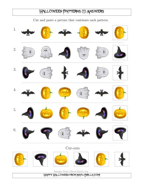 The Not-So-Scary Halloween Picture Patterns with Shape and Rotation Attributes (I) Math Worksheet Page 2