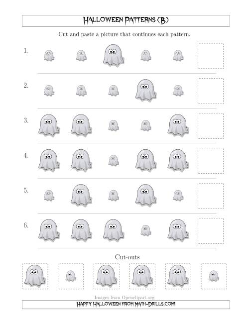 The Not-So-Scary Halloween Picture Patterns with Size Attribute Only (B) Math Worksheet