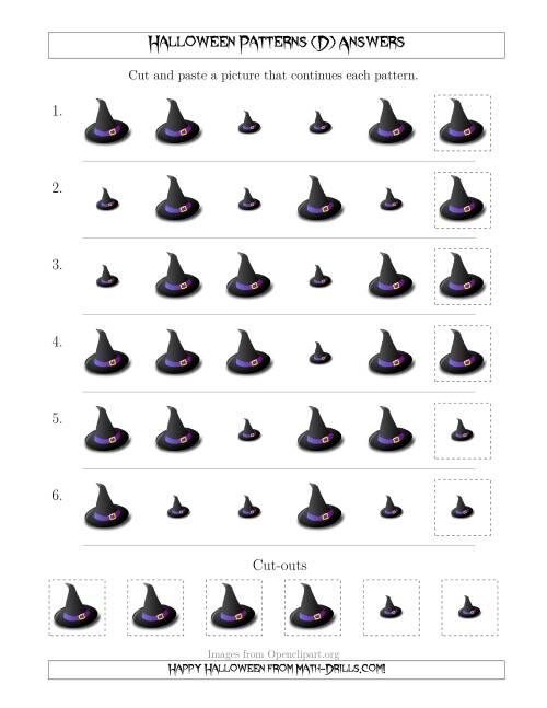 The Not-So-Scary Halloween Picture Patterns with Size Attribute Only (D) Math Worksheet Page 2