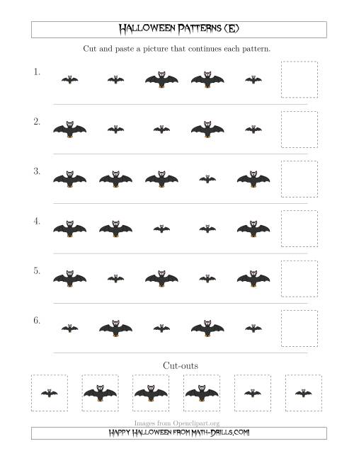The Not-So-Scary Halloween Picture Patterns with Size Attribute Only (E) Math Worksheet