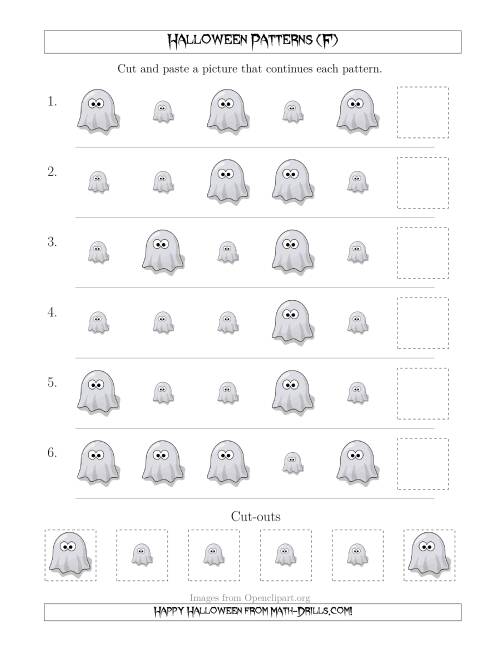 The Not-So-Scary Halloween Picture Patterns with Size Attribute Only (F) Math Worksheet