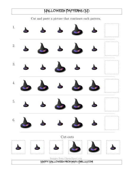 The Not-So-Scary Halloween Picture Patterns with Size Attribute Only (H) Math Worksheet