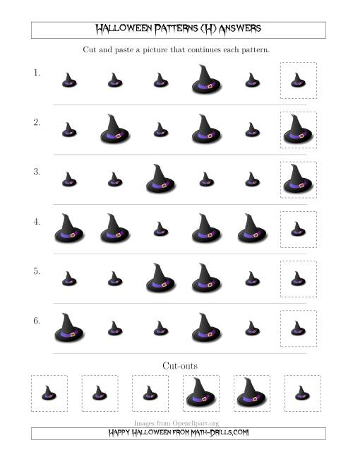 The Not-So-Scary Halloween Picture Patterns with Size Attribute Only (H) Math Worksheet Page 2