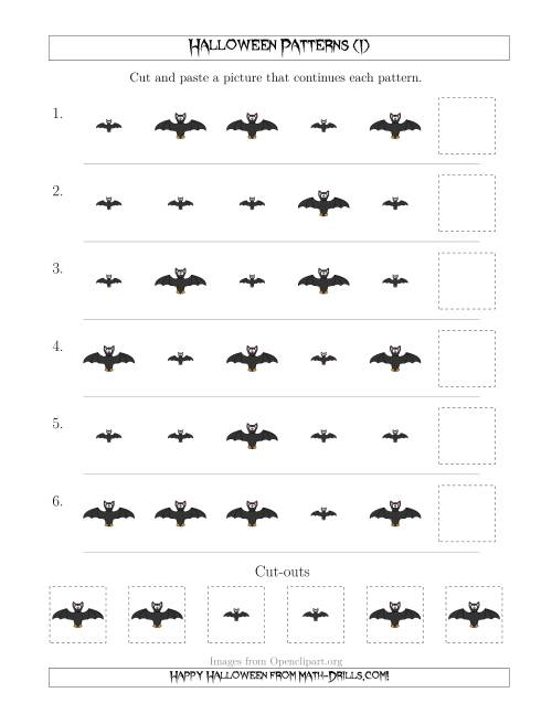The Not-So-Scary Halloween Picture Patterns with Size Attribute Only (I) Math Worksheet