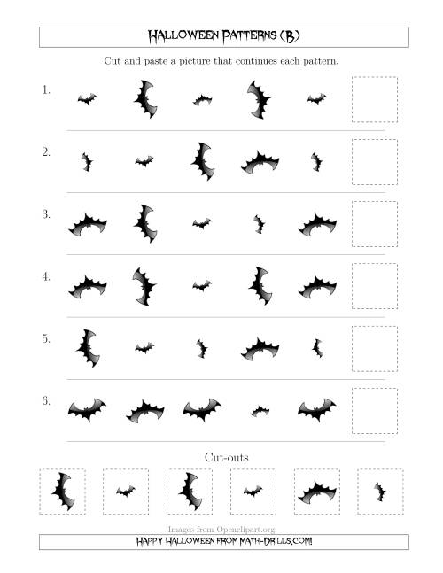 The Scary Halloween Picture Patterns with Size and Rotation Attributes (B) Math Worksheet