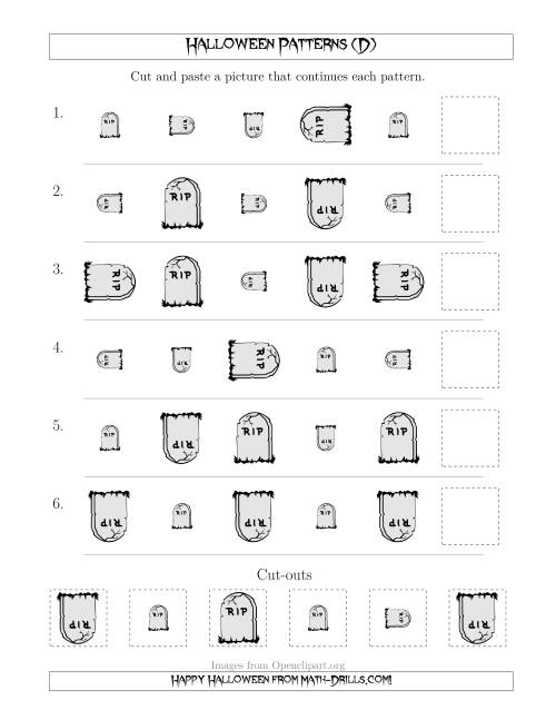 The Scary Halloween Picture Patterns with Size and Rotation Attributes (D) Math Worksheet