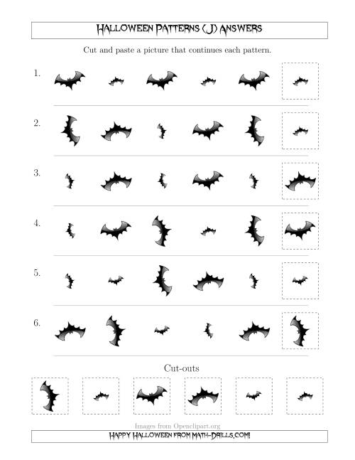 The Scary Halloween Picture Patterns with Size and Rotation Attributes (J) Math Worksheet Page 2