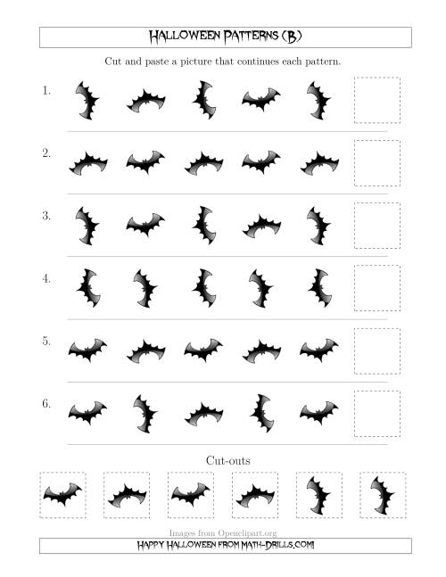 The Scary Halloween Picture Patterns with Rotation Attribute Only (B) Math Worksheet
